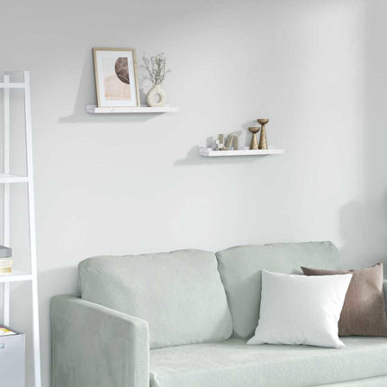Vägg hylla 2 pcs Vit marmor 40 x 9 x 3 cm Konstruerat trä