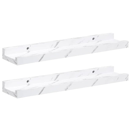 Vägg hylla 2 pcs Vit marmor 40 x 9 x 3 cm Konstruerat trä