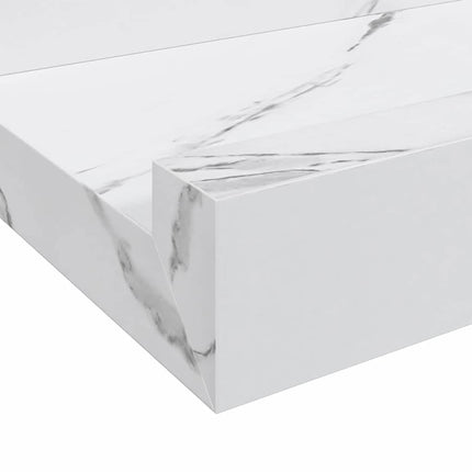 Vägg hylla 2 pcs Vit marmor 60 x 9 x 3 cm Konstruerat trä
