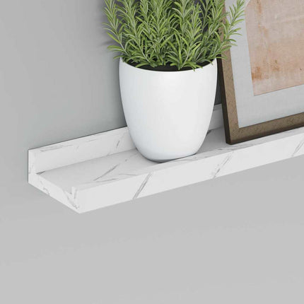 Vägg hylla 2 pcs Vit marmor 60 x 9 x 3 cm Konstruerat trä