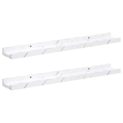 Vägg hylla 2 pcs Vit marmor 60 x 9 x 3 cm Konstruerat trä