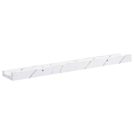 Vägg hylla 2 pcs Vit marmor 60 x 9 x 3 cm Konstruerat trä