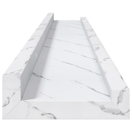 Vägg hylla 2 pcs Vit marmor 80 x 9 x 3 cm Konstruerat trä