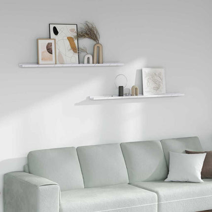 Vägg hylla 2 pcs Vit marmor 115 x 9 x 3 cm Konstruerat trä