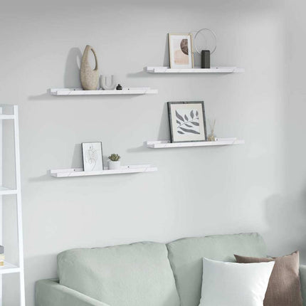 Vägg hylla 4 pcs Vit marmor 60 x 9 x 3 cm Konstruerat trä