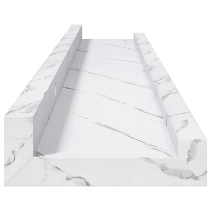 Vägg hylla 4 pcs Vit marmor 60 x 9 x 3 cm Konstruerat trä