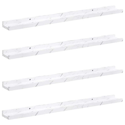 Vägg hylla 4 pcs Vit marmor 80 x 9 x 3 cm Konstruerat trä