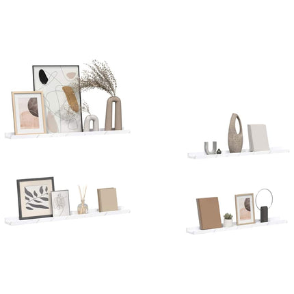 Vägg hylla 4 pcs Vit marmor 80 x 9 x 3 cm Konstruerat trä