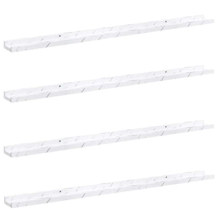 Vägg hylla 4 pcs Vit marmor 115 x 9 x 3 cm Konstruerat trä