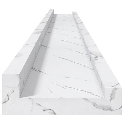Vägg hylla 4 pcs Vit marmor 115 x 9 x 3 cm Konstruerat trä