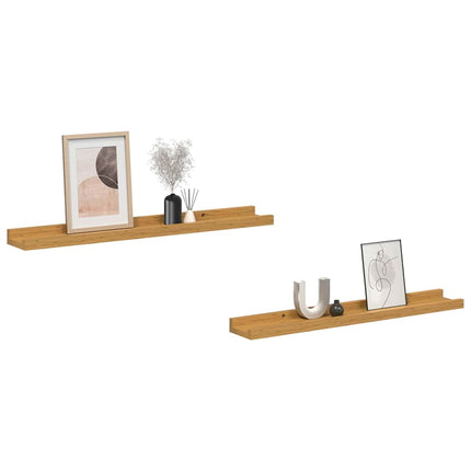 Vägg hylla med hylla 2 pcs Beige 60 x 9 x 3 cm Konstruerat trä
