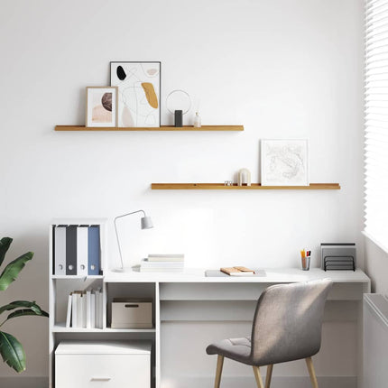 Vägg hylla med hylla 2 pcs Beige 115 x 9 x 3 cm Konstruerat trä