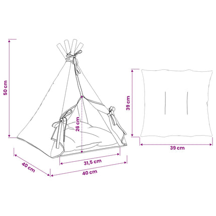 Husdjurs-tält med kudde Vit 40 x 40 x 50 cm Polyester