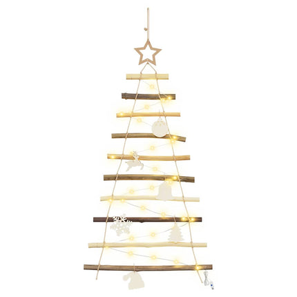 Julgran med 30 LED-lampor Naturfärg 90 cm massiv ask