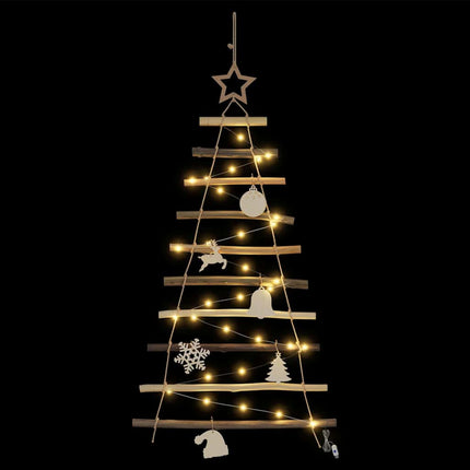 Julgran med 30 LED-lampor Naturfärg 90 cm massiv ask