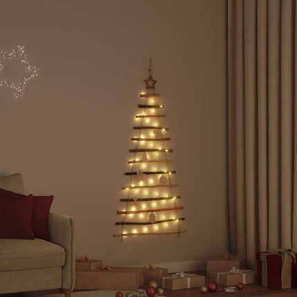 Julgran med 50 LED-lampor Naturfärg 120 cm massiv ask