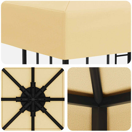 Paviljong 3 x 3 m Gräddvit Polyester och Stål 190 gsm