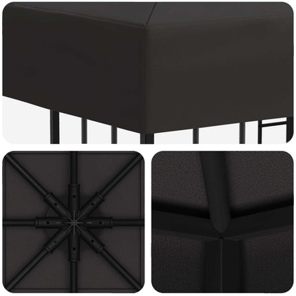 Paviljong 3 x 3 m Antracit Polyester och Stål 190 gsm