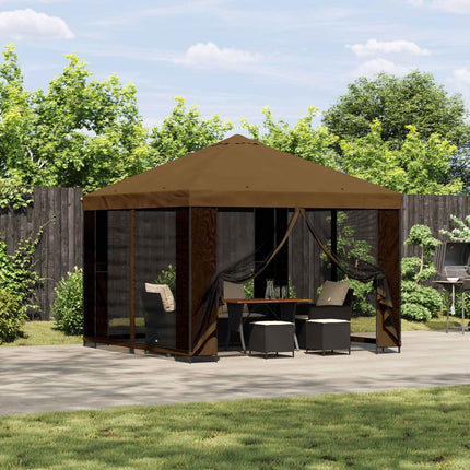 Paviljong 3 x 3 m Taupe Polyester och Stål 190 gsm