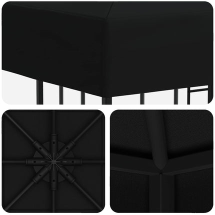 Paviljong 3 x 3 m Svart Polyester och Stål 190 gsm
