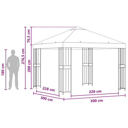 Paviljong 3 x 3 m Svart Polyester och Stål 190 gsm