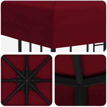 Paviljong 3 x 3 m Vinröd Polyester och Stål 190 gsm