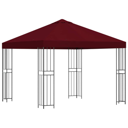Paviljong 3 x 3 m Vinröd Polyester och Stål 190 gsm