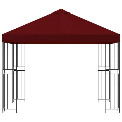 Paviljong 3 x 3 m Vinröd Polyester och Stål 190 gsm
