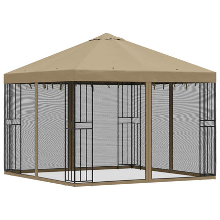 Trädgårdsgazebo med sidoväggar 3 x 3 m Beige Polyester och Stål