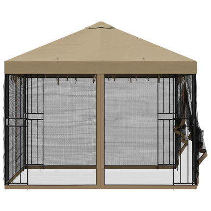 Trädgårdsgazebo med sidoväggar 3 x 3 m Beige Polyester och Stål
