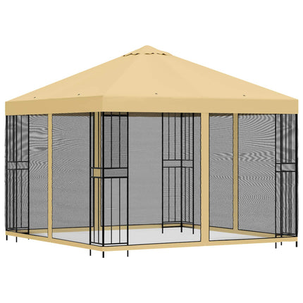 Trädgårdsgazebo med sidoväggar 3 x 3 m Gräddvit