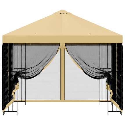 Trädgårdsgazebo med sidoväggar 3 x 3 m Gräddvit