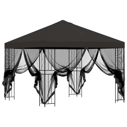 Trädgårdsgazebo med sidoväggar 3 x 3 m Antracit