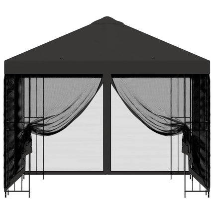 Trädgårdsgazebo med sidoväggar 3 x 3 m Antracit
