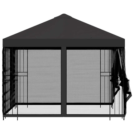 Trädgårdsgazebo med sidoväggar 3 x 3 m Antracit
