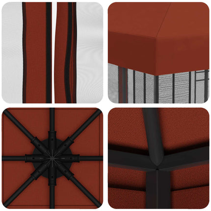 Trädgårdsgazebo med sidoväggar 3 x 3 m Terracotta
