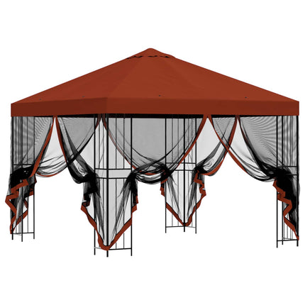 Trädgårdsgazebo med sidoväggar 3 x 3 m Terracotta