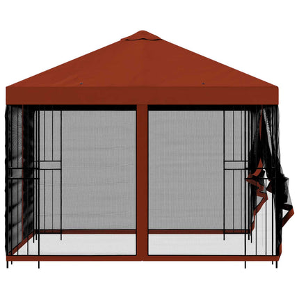Trädgårdsgazebo med sidoväggar 3 x 3 m Terracotta