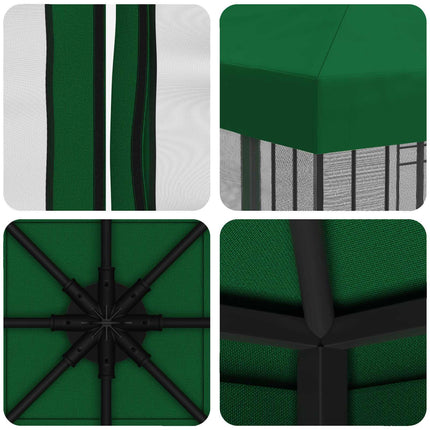 Trädgårdsgazebo med sidoväggar 3 x 3 m Grön Polyester och Stål