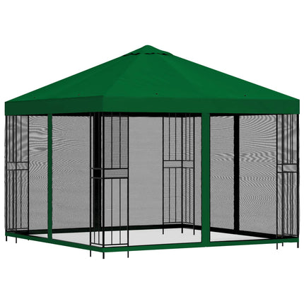 Trädgårdsgazebo med sidoväggar 3 x 3 m Grön Polyester och Stål