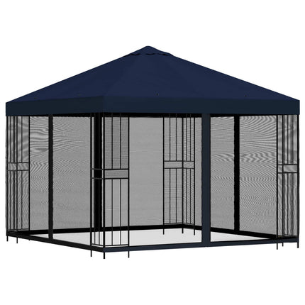 Trädgårdsgazebo med sidoväggar 3 x 3 m Blå Polyester och Stål