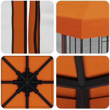 Trädgårdsgazebo med sidoväggar 3 x 3 m Orange