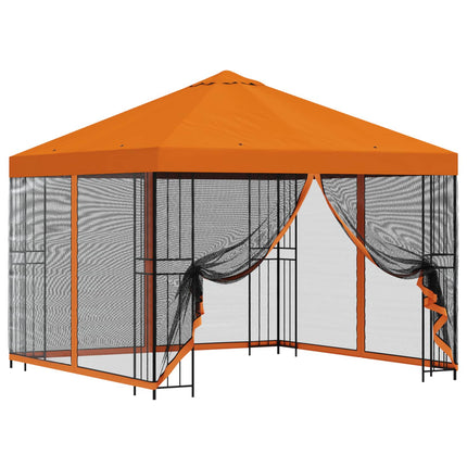 Trädgårdsgazebo med sidoväggar 3 x 3 m Orange