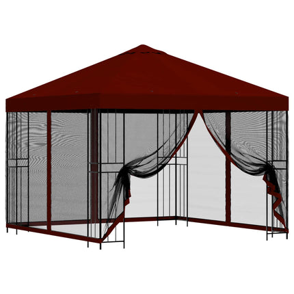 Trädgårdsgazebo med sidoväggar 3 x 3 m Vinröd