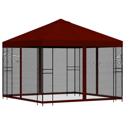 Trädgårdsgazebo med sidoväggar 3 x 3 m Vinröd