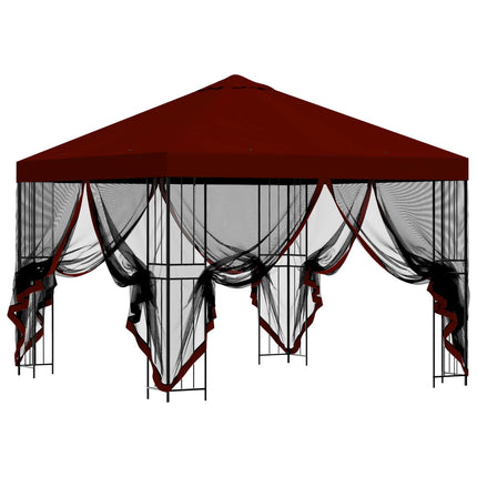 Trädgårdsgazebo med sidoväggar 3 x 3 m Vinröd