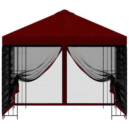 Trädgårdsgazebo med sidoväggar 3 x 3 m Vinröd