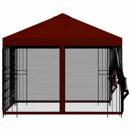 Trädgårdsgazebo med sidoväggar 3 x 3 m Vinröd