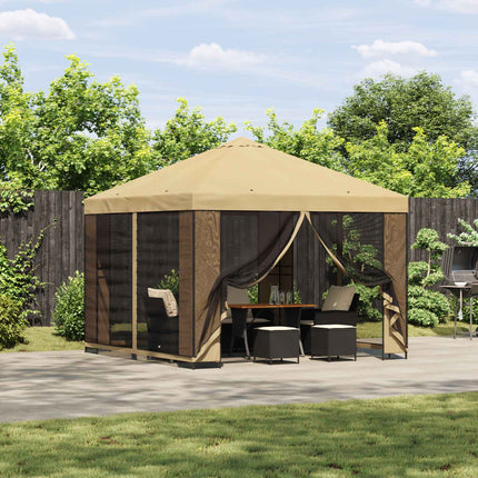 Paviljong 3 x 3 m Gräddvit Polyester och Stål 190 gsm