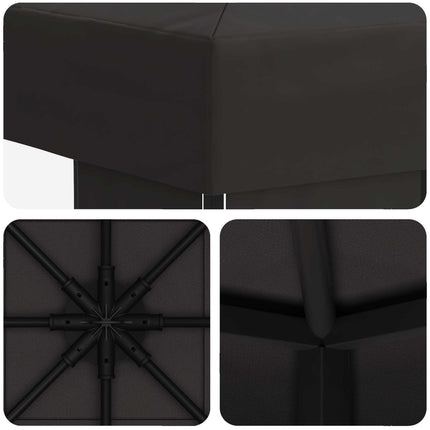 Paviljong 3 x 3 m Antracit Polyester och Stål 190 gsm